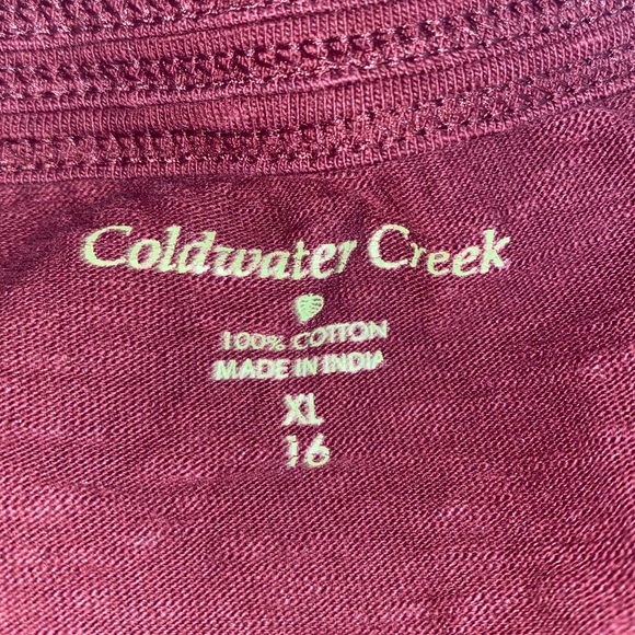Coldwater Creek Size XL Burgundy Three-Quarter Sleeve Shirt with Boat-Like Neck - Picture 2 of 12